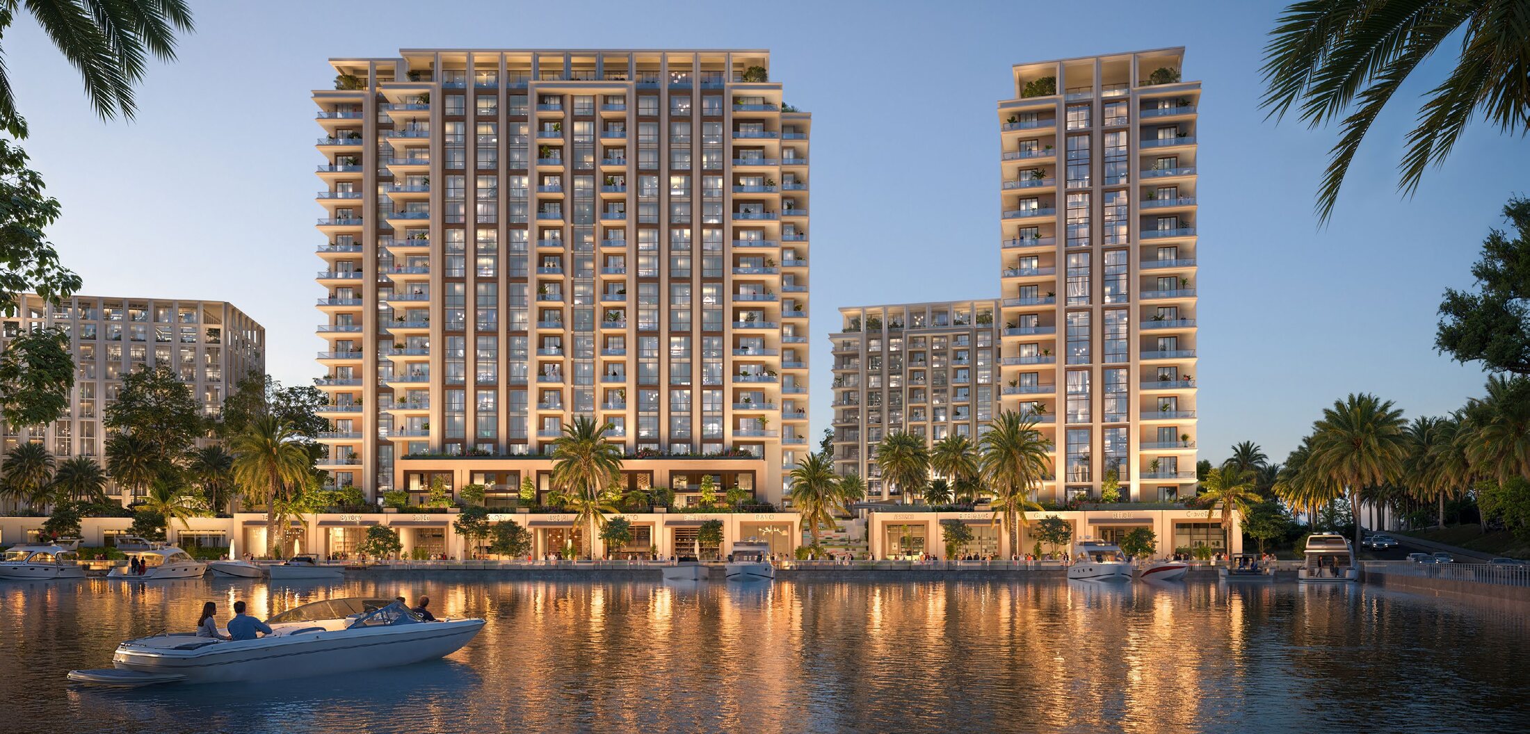 Bahrain waterfront residences at dusk
